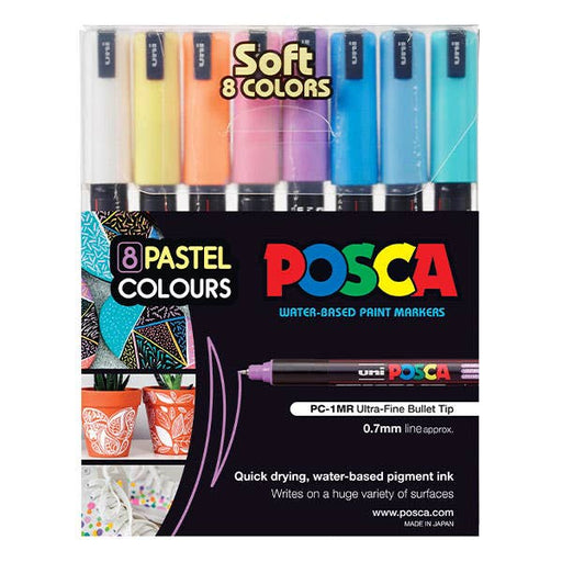 Posca Marker Extra Fine (PC-1MR) Pastel Colours Set 8 - ArtStore Online