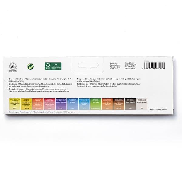 Winsor & Newton Cotman Watercolour 8ml Tube Set 12 - ArtStore Online