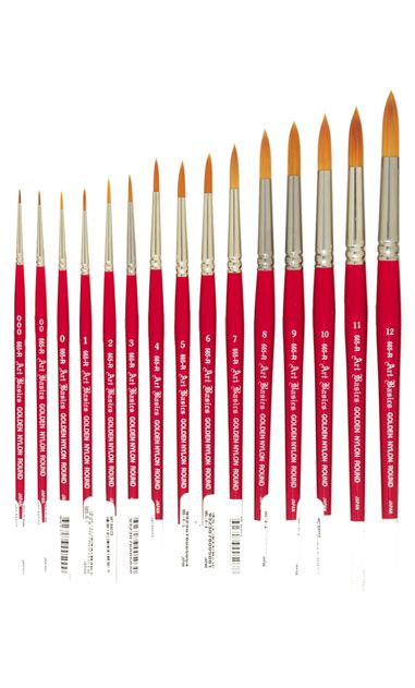 Art Basics 665R Golden Nylon Round Brushes - ArtStore Online