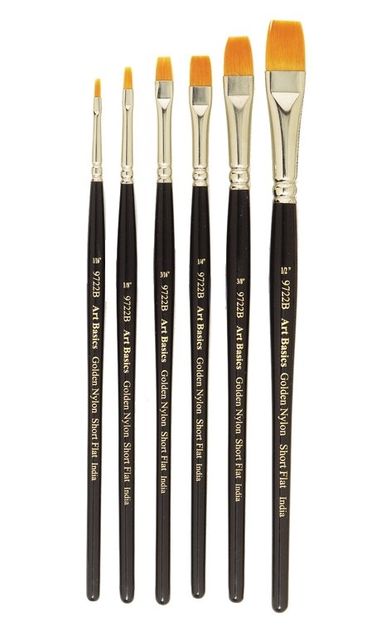 Art Basics 9722B Golden Taklon Short Flat Brush - ArtStore Online