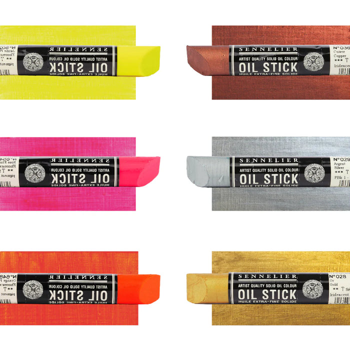 Sennelier Artist Oil Stick Fluorescents & Metallics Set of 6 - ArtStore Online