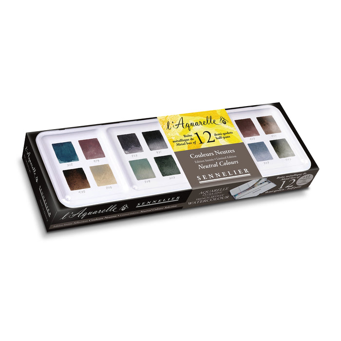Sennelier Watercolour Half Pan Set of 12 - Neutral Colours - ArtStore Online