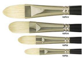 103FIL Art Basics Bristle Filbert Brush Long Handle - ArtStore Online