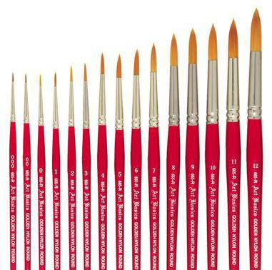 665R Art Basics Golden Nylon Round Brushes - ArtStore Online