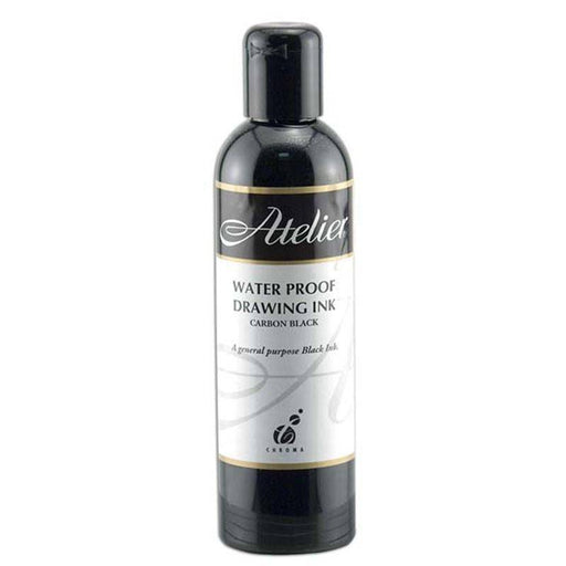 Atelier Water Proof Carbon Black Drawing Ink 250ml - ArtStore Online