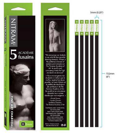 Nitram Acadamie Fusains B (Soft) 5 pce per box - ArtStore Online