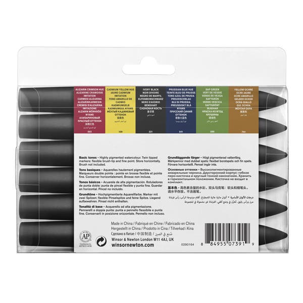 Winsor & Newton Promarker Watercolour Set 6 (Basic Tones) - ArtStore Online