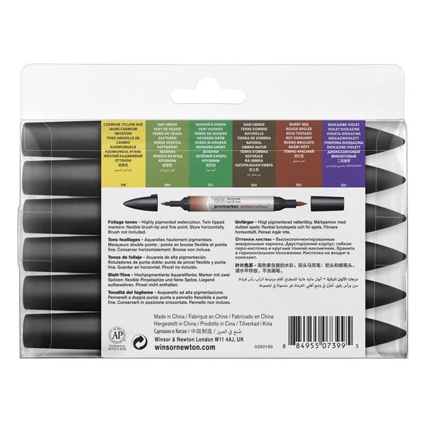 Winsor & Newton Promarker Watercolour Set 6 (Foliage Tones) - ArtStore Online