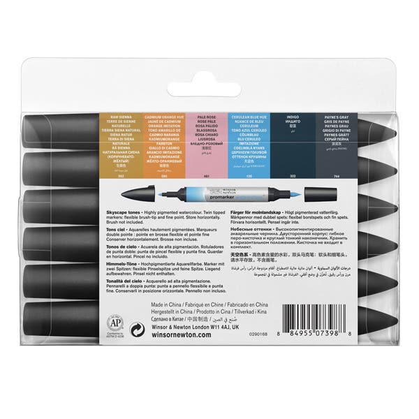Winsor & Newton Promarker Watercolour Set 6 (Sky Tones) - ArtStore Online