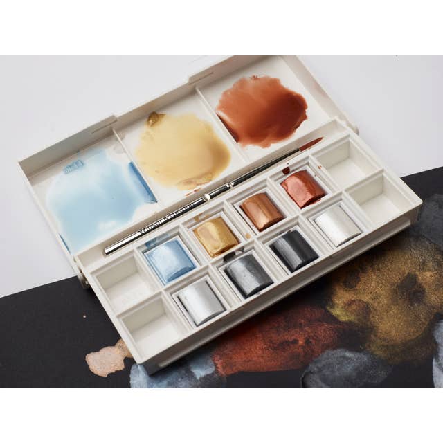 Winsor & Newton Cotman Half Pan Watercolour Pocket Set (Metallic) - ArtStore Online