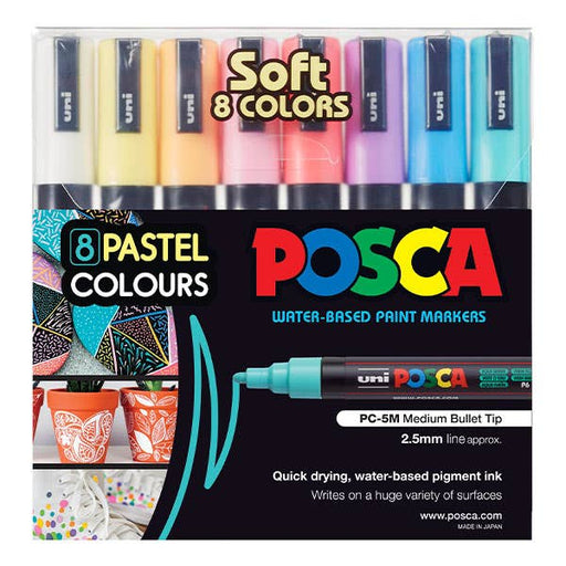 Posca Marker Medium (PC-5M) Pastel Colours Set 8 - ArtStore Online