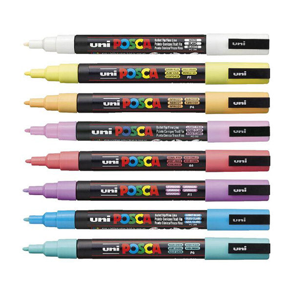 Posca Marker Fine (PC-3M) Soft Colours Set 8 - ArtStore Online