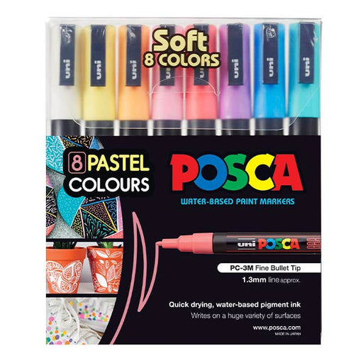 Posca Marker Fine (PC-3M) Soft Colours Set 8 - ArtStore Online