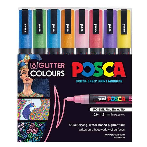 Posca Marker Fine (PC-3M) Glitter Set 8 - ArtStore Online
