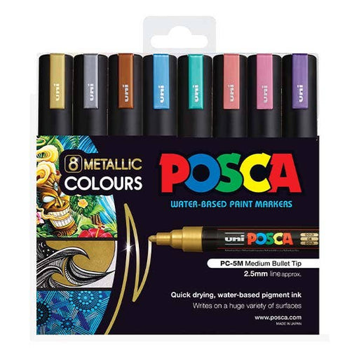 Posca Marker Medium (PC-5M) Metallic Set 8 - ArtStore Online