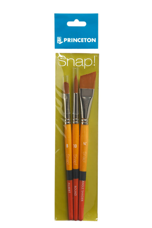 Princeton Snap! Gold Synthetic Short Handle Brush Set 3 - ArtStore Online