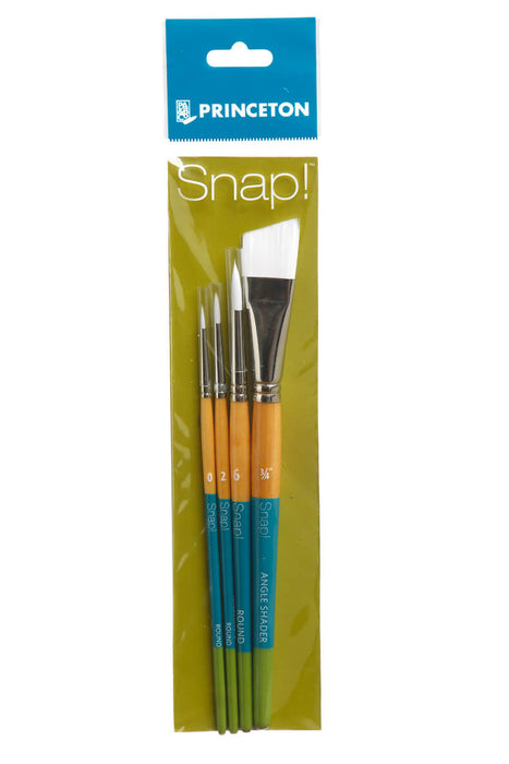 Princeton Snap! White Taklon Short Handle Brush Set 4 - ArtStore Online